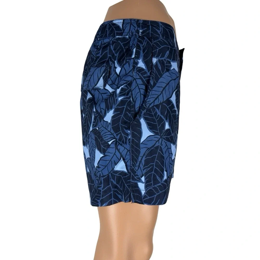 Onia Mens Medium Swim Shorts Calder 5 E Floral Blue Safari Leaves Polyester NWT